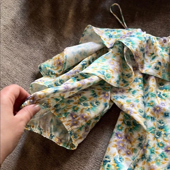 Zara Floral Off-Shoulder Ruffled Top, Size Medium - Picture 5 of 6